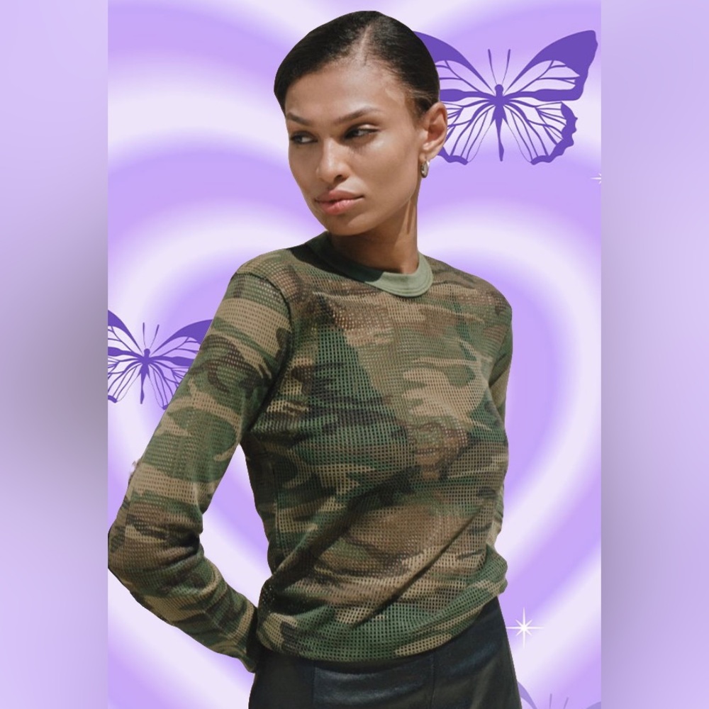 Urban Renewal Vintage Camo Mesh Long Sleeve ✨